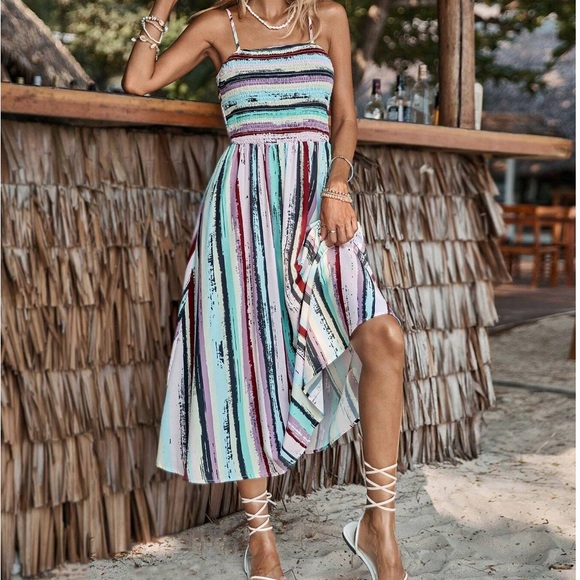 Boho Shirred Cami Midi Dress - Picture 4 of 9